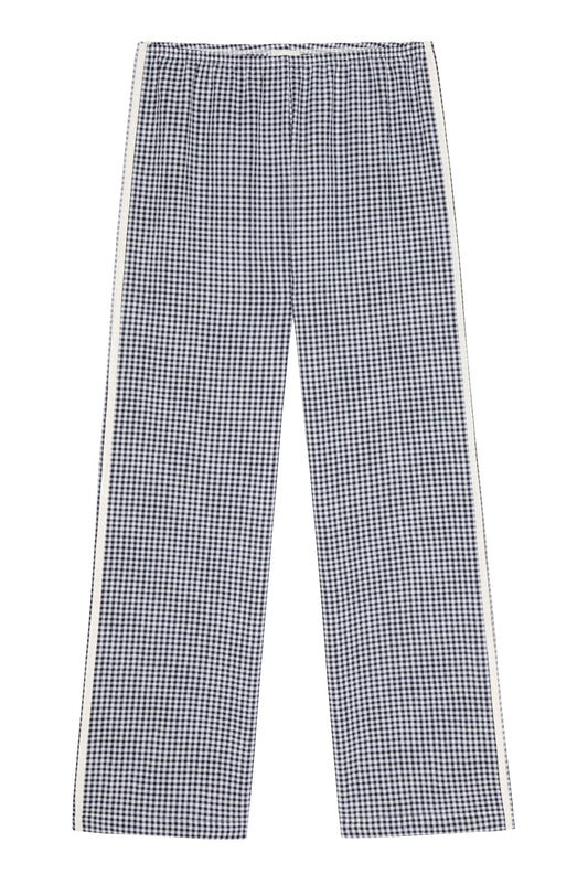 DONNI The Cotton Gingham Stripe Crop Pant Jet Black - pant available at Hiptique boutique in Woodland Hills California