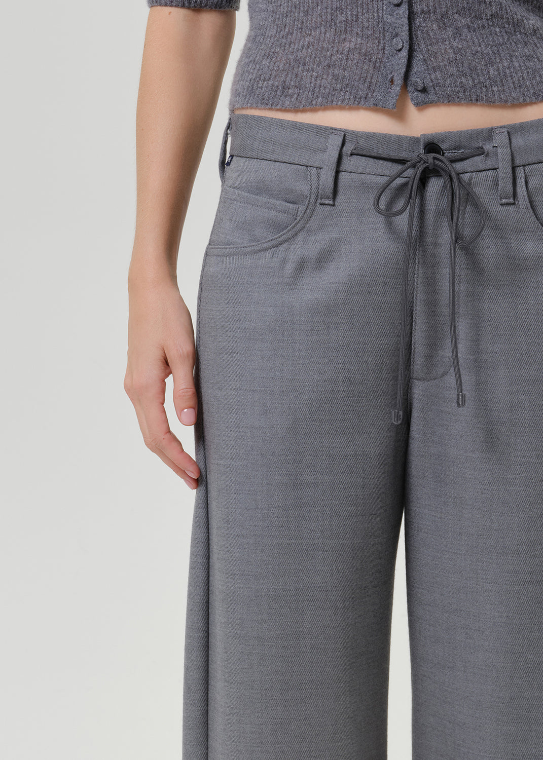 CITIZENS OF HUMANITY brynn drawstring trouser in felted wool gris (lt/md grey) - Pants available at Hiptique in Woodland Hills