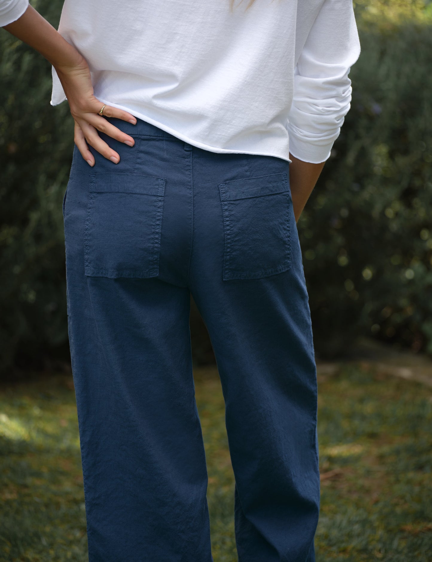 Frank & Eileen Wexford Patch Pocket Pant Summer Navy - pant available at Hiptique boutique in Woodland Hills California