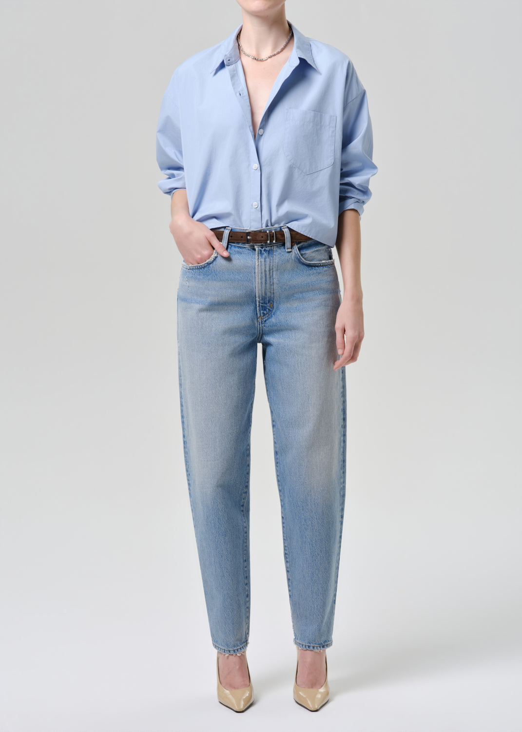 Citizens of Humanity Petit Ami Shirt French Blue - shirt available at Hiptique boutique in Woodland Hills California