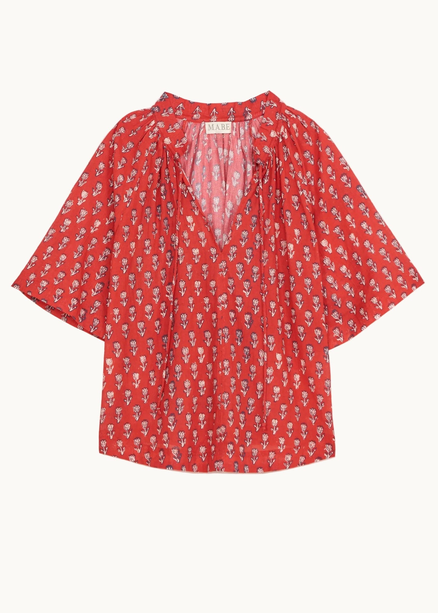 MABE Ari Print Gathered Top Red - product available at Hiptique boutique in Woodland Hills California