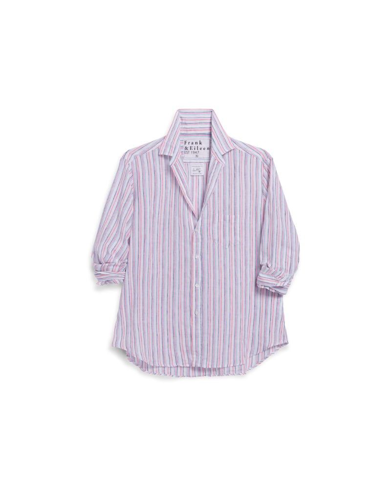 Frank & Eileen Relaxed Button-Up Shirt Multicolor Linen Stripe - shirt available at Hiptique boutique in Woodland Hills California