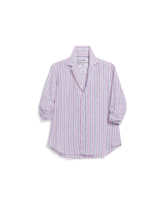 Frank & Eileen Relaxed Button-Up Shirt Multicolor Linen Stripe - shirt available at Hiptique boutique in Woodland Hills California