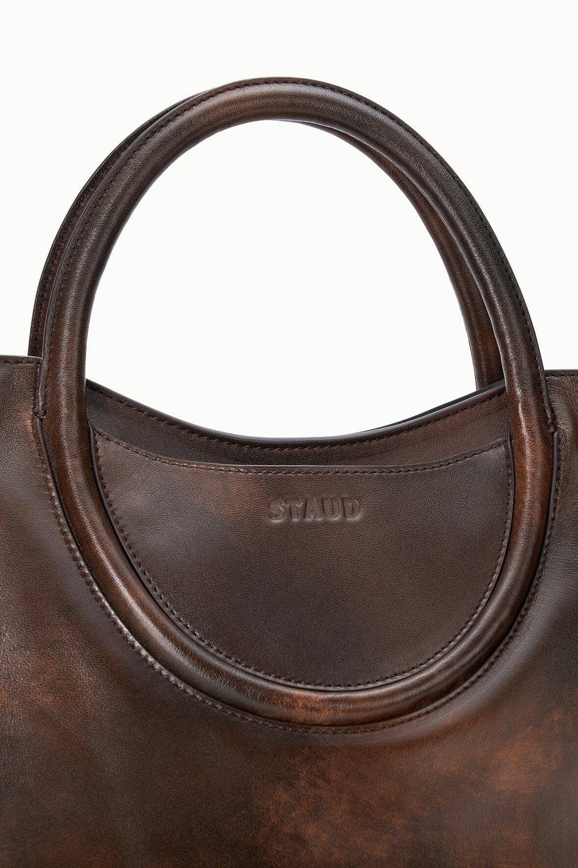 STAUD Maude Satchel Espresso Distressed - Accessories available at Hiptique in Woodland Hills