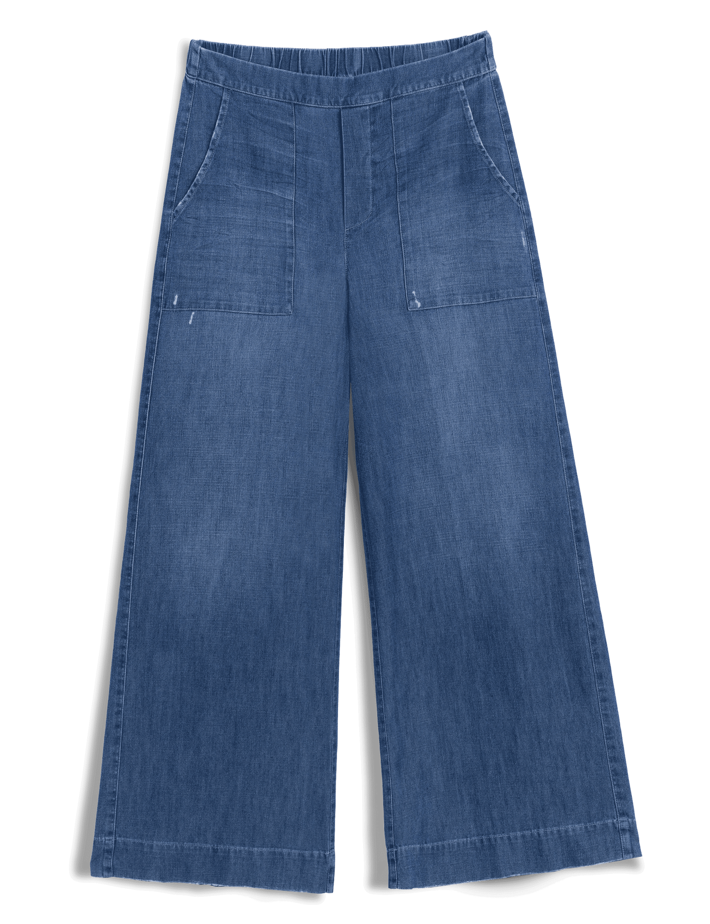Frank & Eileen Patch Pocket Pull-On Pant Distressed Indigo Washed Denim - pant available at Hiptique boutique in Woodland Hills California