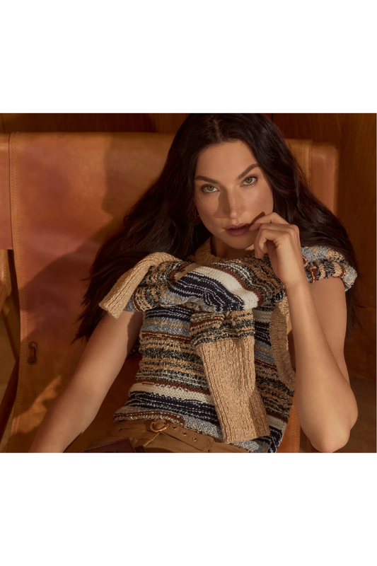 Veronica Beard Cropped Jerrel Knit Tank - mixed yarn knit crop tank, back view
