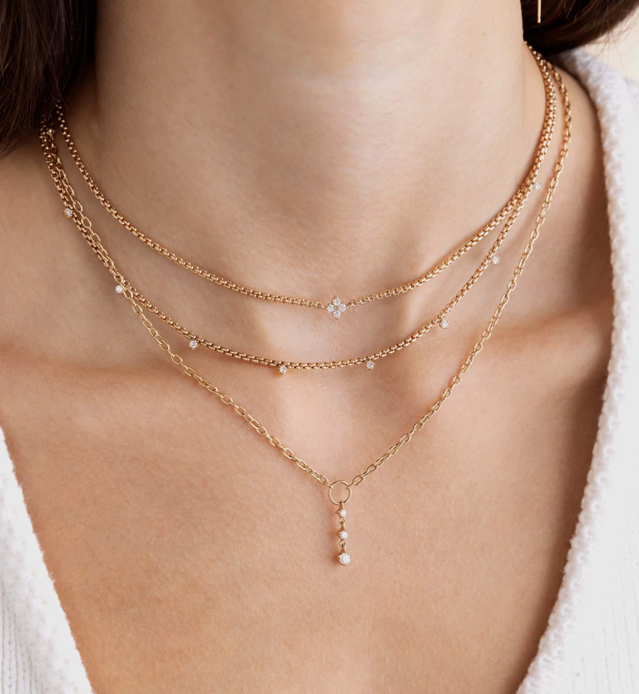 14K GOLD 2MM QUAD PRONG SET SMALL BOX CHAIN