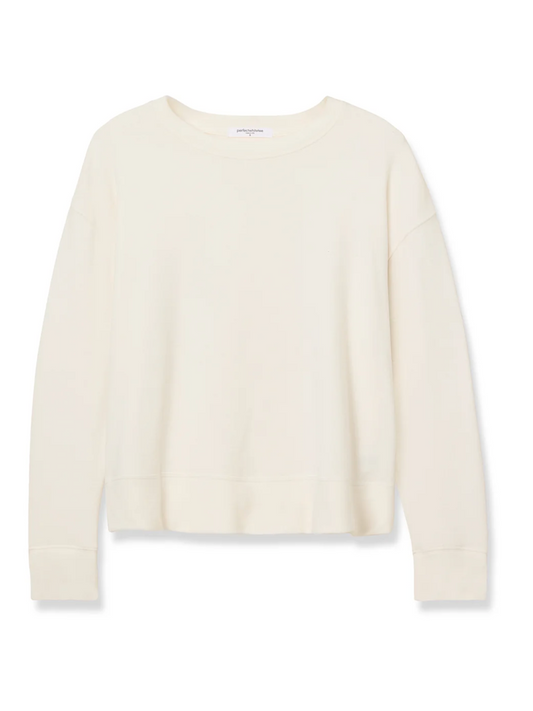 Perfect White Tee Selma Brushed Pullover - back view showing brushed sweater jersey pullover silhouette