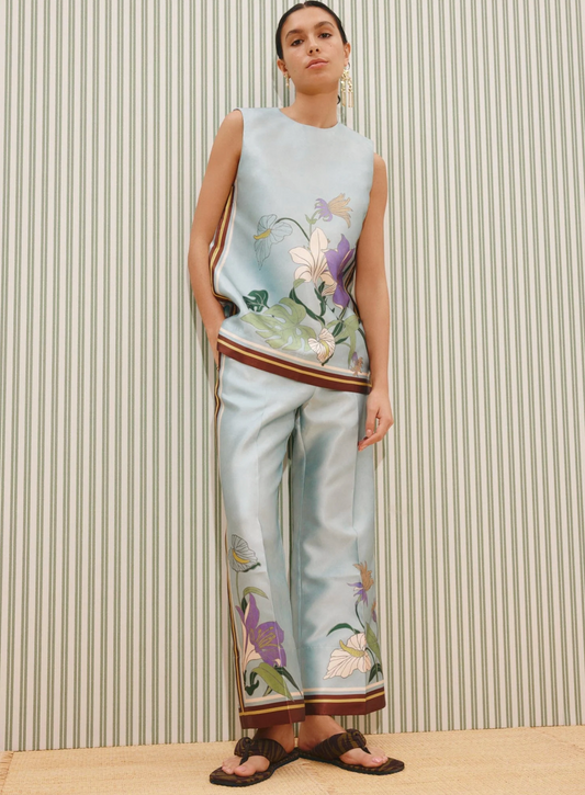 Alemais Alfie Top - Relaxed sleeveless round-neck top in 88% recycled polyester taffeta, fully lined, pairs with Alfie Pant