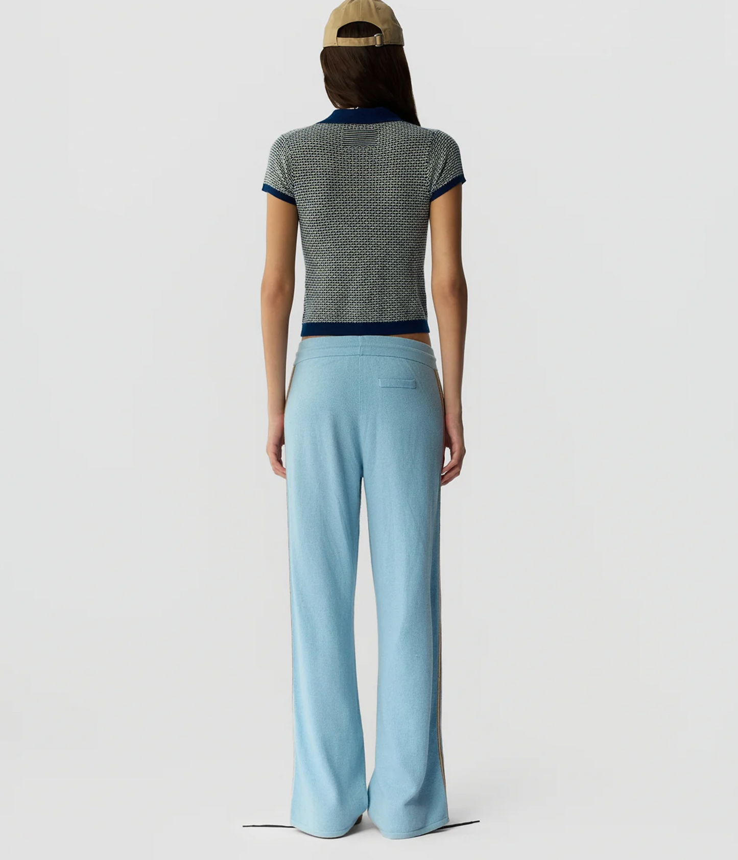 Guest In Residence Track Pant - luxe cashmere track pant detail view