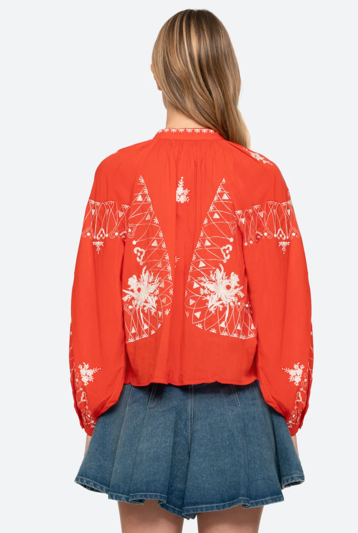 Sea New York Serafina Embroidery Blouse - floral embroidered blouse detail view