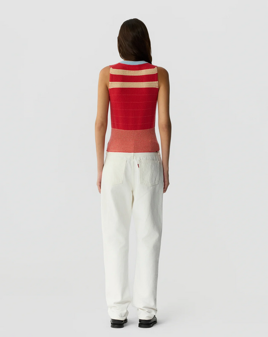 Guest in Residence Collegiate Stripe Vest - cashmere stripe knit vest back view