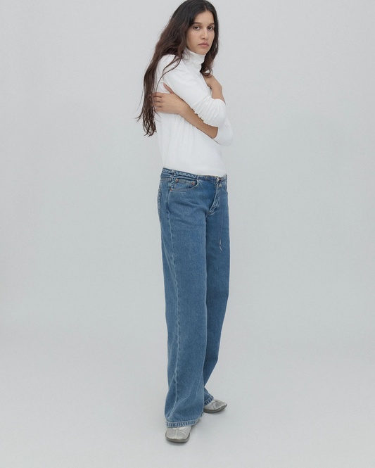 Still Here Cool Jean - high-rise straight denim jean back view