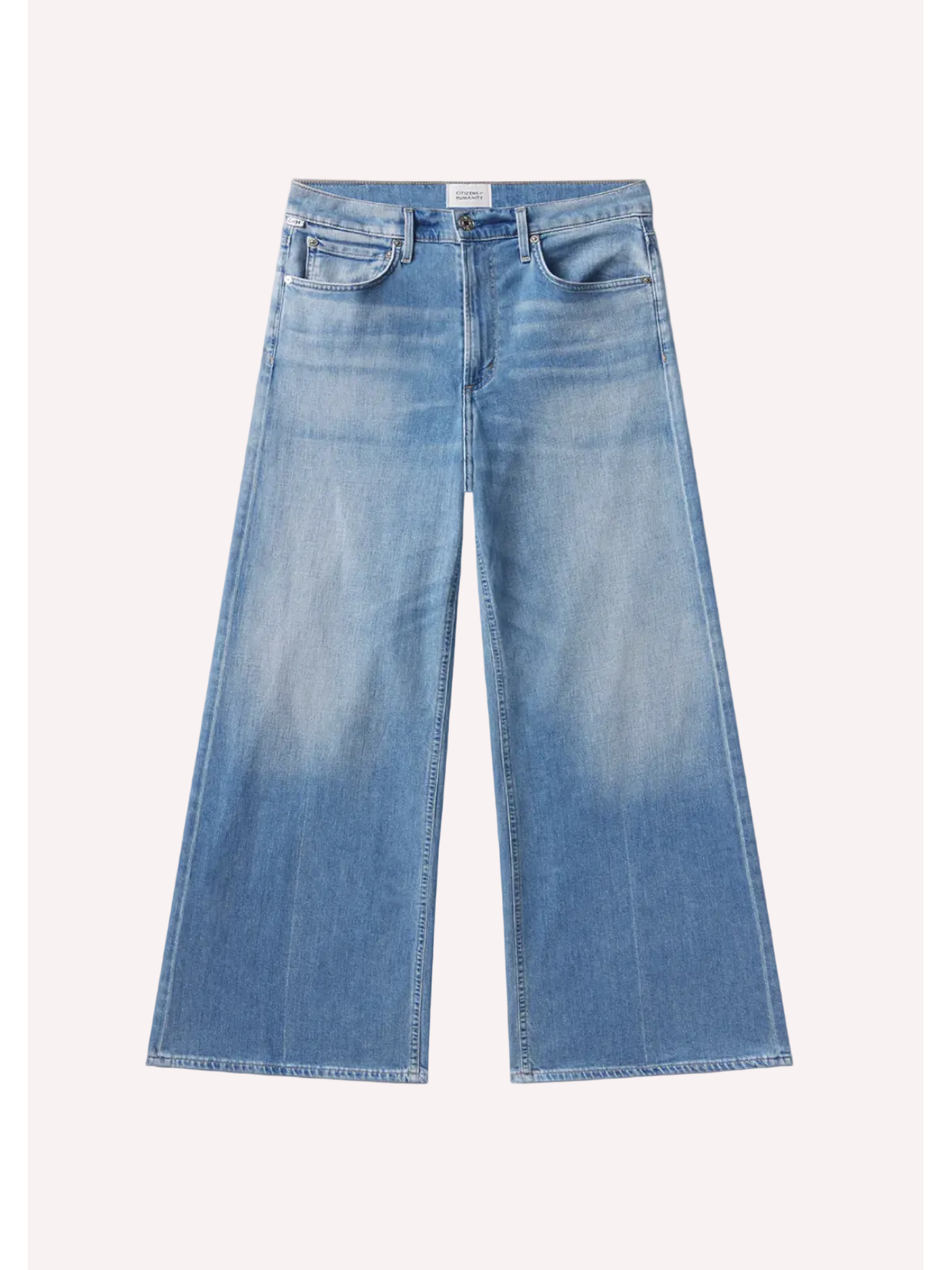 Light blue jeans on a gray background