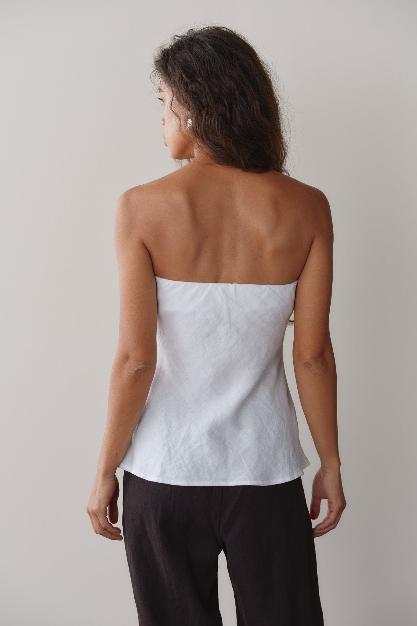 DONNI The Linen Tube Top Powder - top available at Hiptique boutique in Woodland Hills California