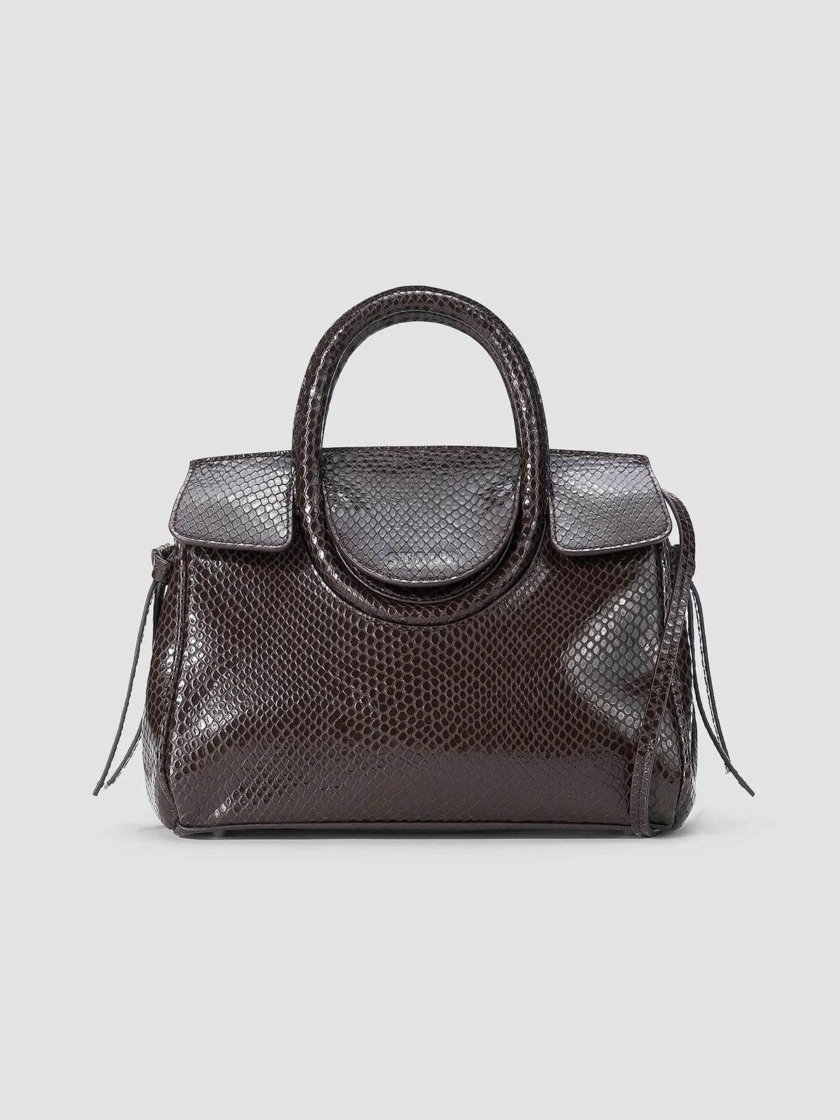 STAUD Maude Mini Carryall Espresso Snake - handbag available at Hiptique boutique in Woodland Hills California