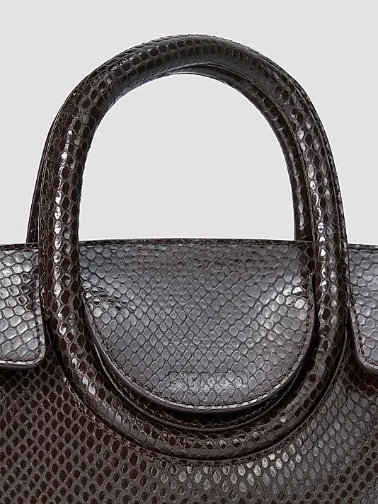 STAUD Maude Mini Carryall Espresso Snake - handbag available at Hiptique boutique in Woodland Hills California