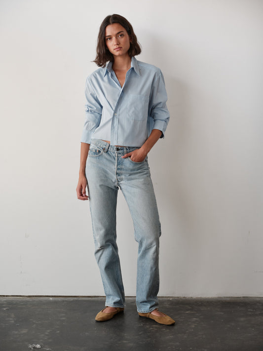 CISSA The Shorty Shirt Sky Blue - shirt available at Hiptique boutique in Woodland Hills California