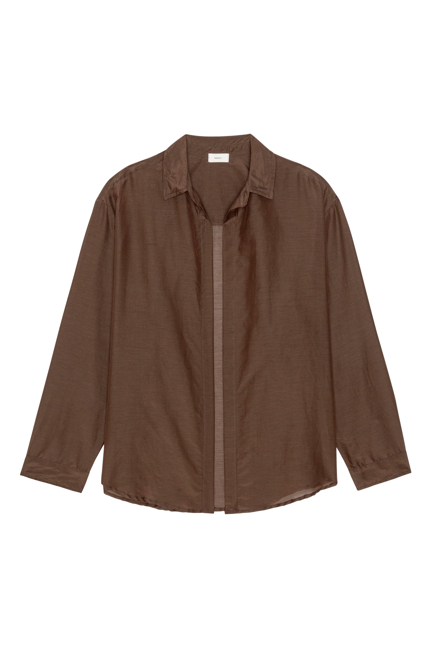 DONNI The Silk Cotton Sheer Shirt Walnut - shirt available at Hiptique boutique in Woodland Hills California