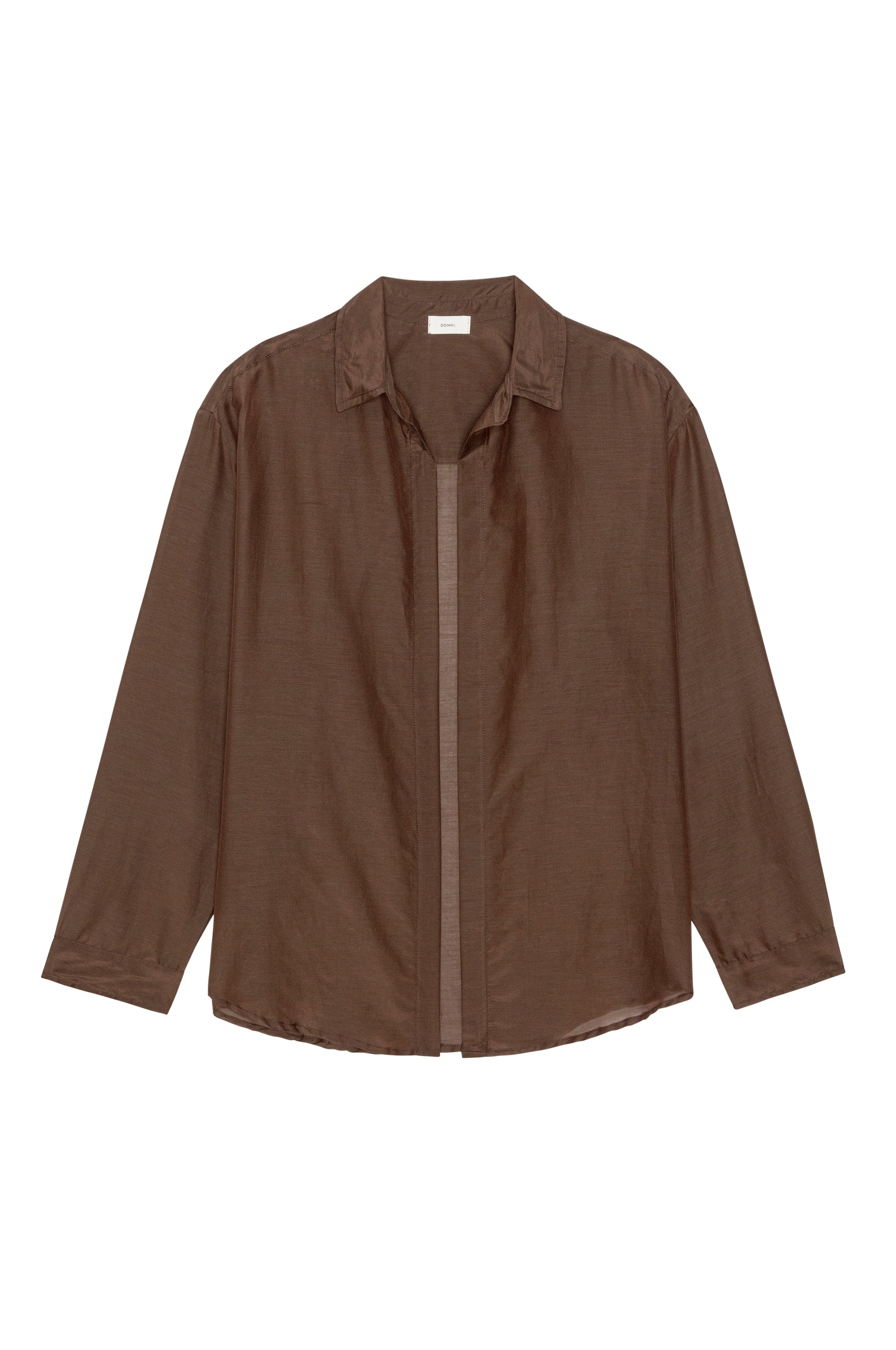 DONNI The Silk Cotton Sheer Shirt Walnut - shirt available at Hiptique boutique in Woodland Hills California