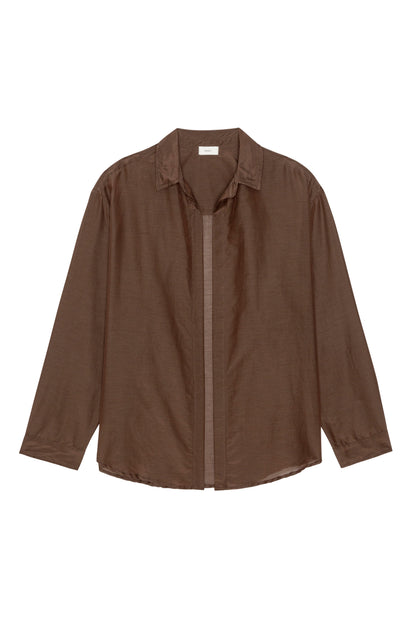 DONNI The Silk Cotton Sheer Shirt Walnut - shirt available at Hiptique boutique in Woodland Hills California