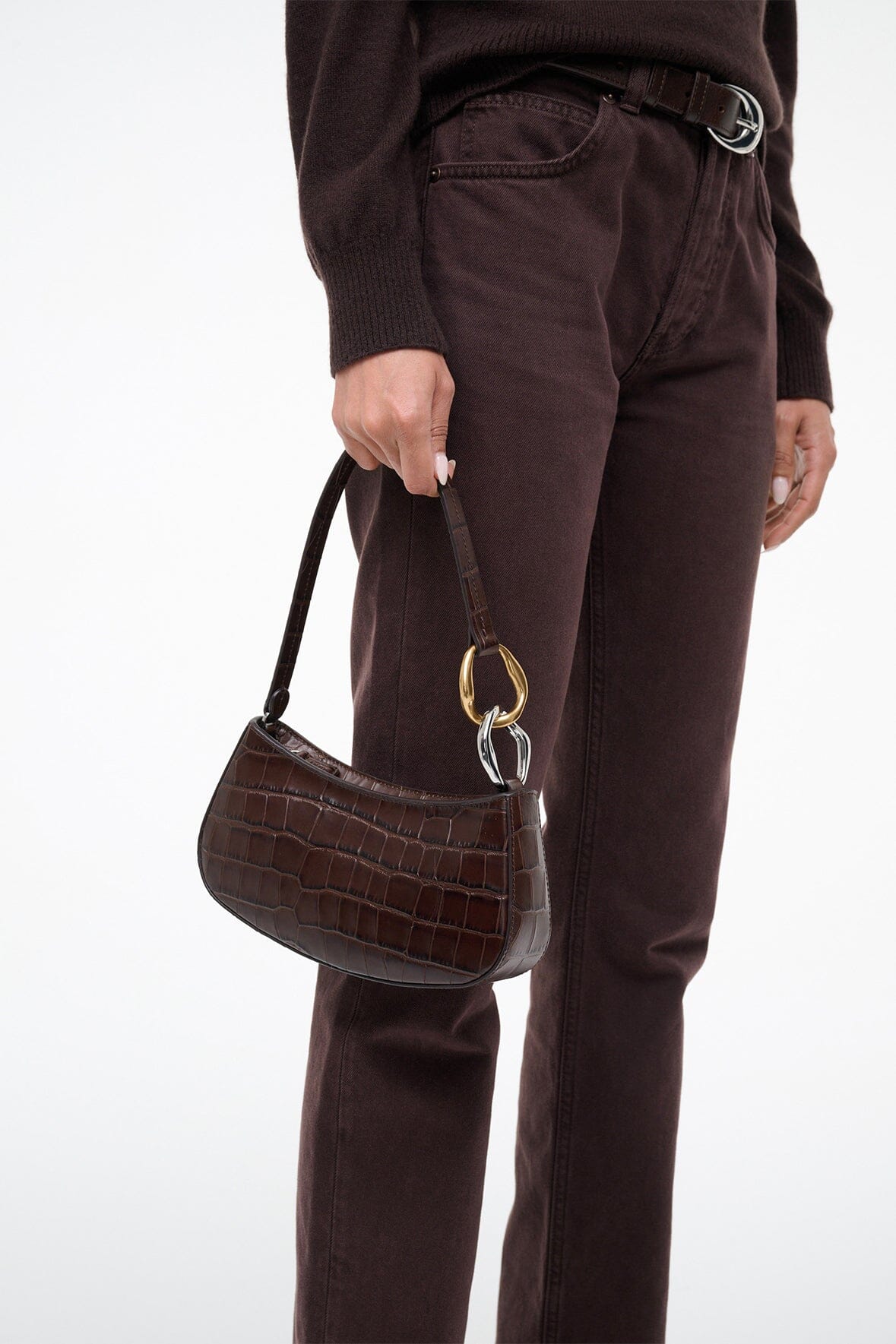 STAUD Ollie Bag Espresso Croco - Handbags available at Hiptique in Woodland Hills
