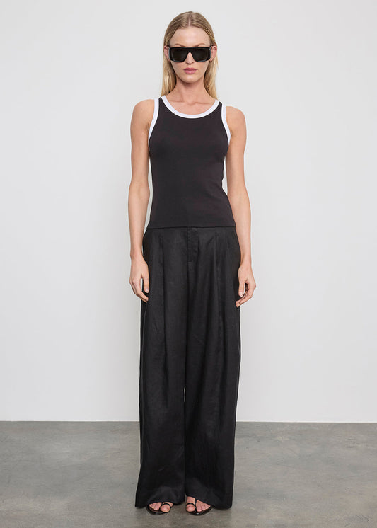ENZA COSTA Linen Easy Trouser Black - pant available at Hiptique boutique in Woodland Hills California