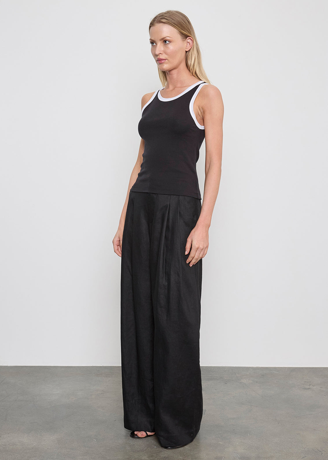 ENZA COSTA Linen Easy Trouser Black - pant available at Hiptique boutique in Woodland Hills California