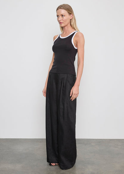 ENZA COSTA Linen Easy Trouser Black - pant available at Hiptique boutique in Woodland Hills California