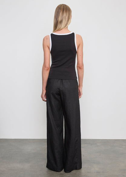 ENZA COSTA Linen Easy Trouser Black - pant available at Hiptique boutique in Woodland Hills California