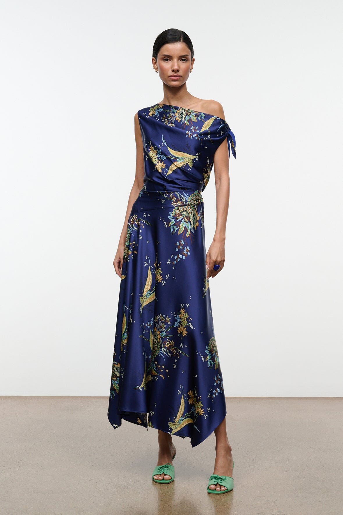 STAUD PORTIA SILK DRESS TAPESTRY MIDNIGHT - Dresses available now
