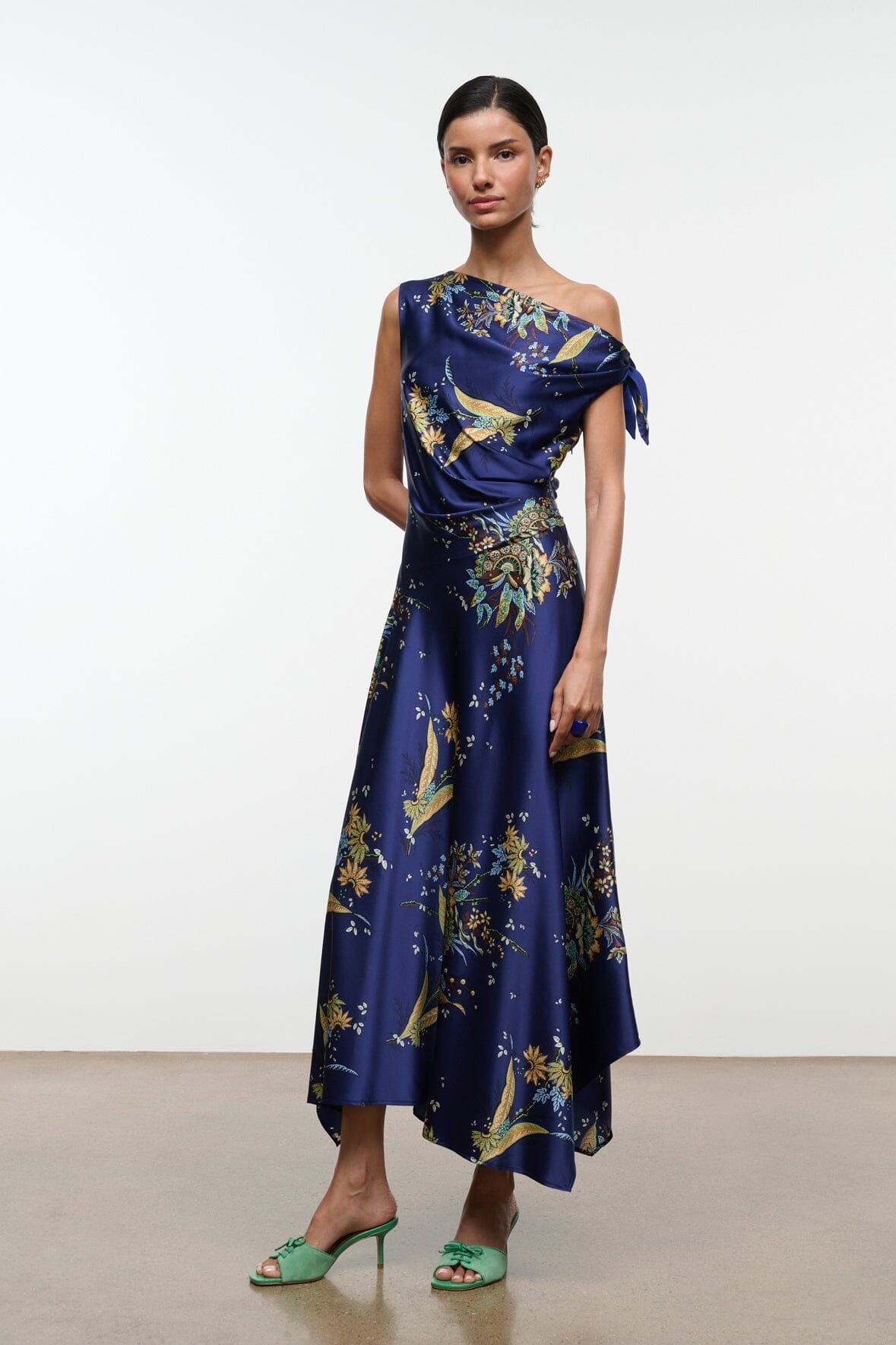 STAUD PORTIA SILK DRESS TAPESTRY MIDNIGHT - Dresses available now