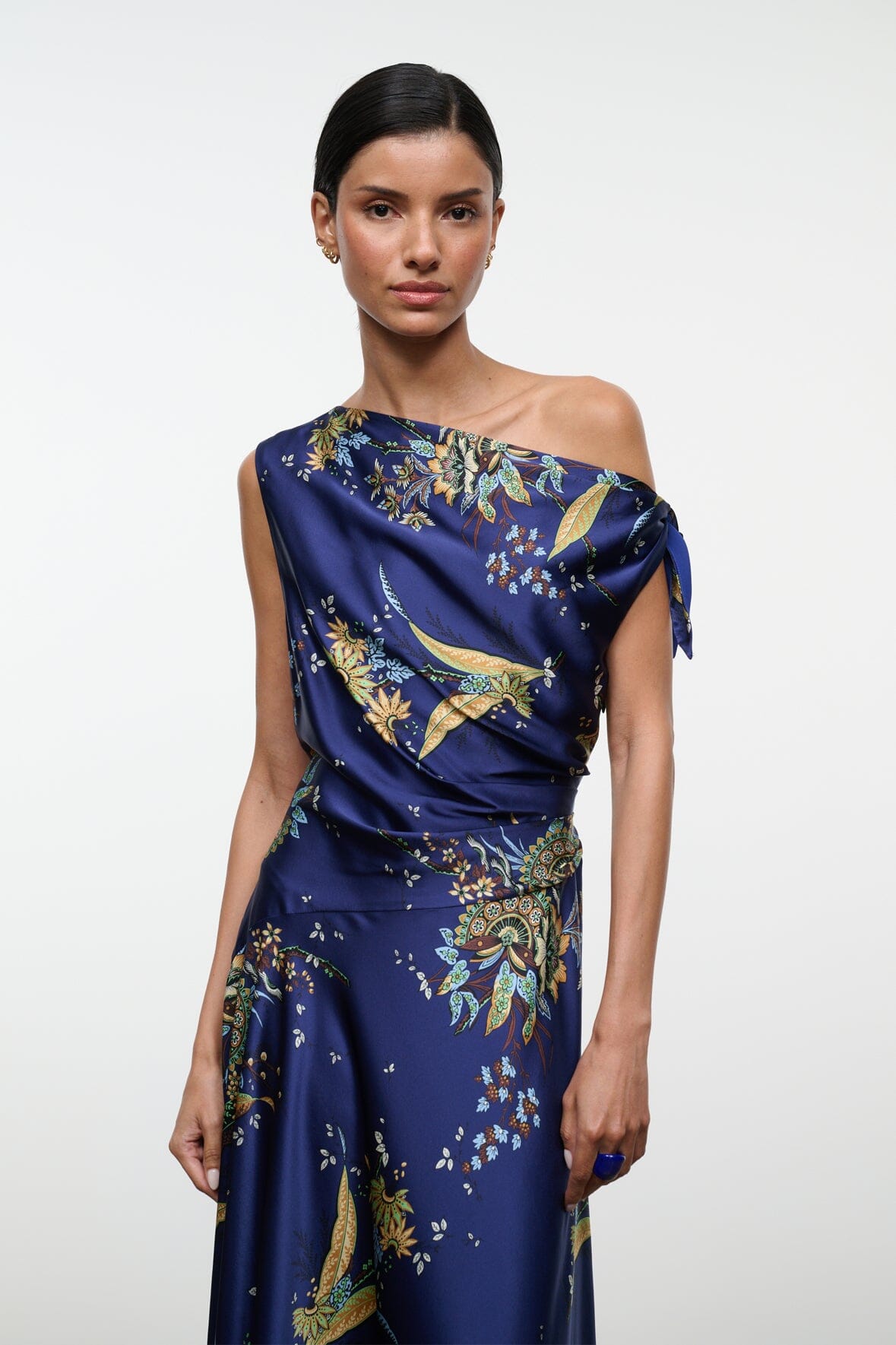 STAUD PORTIA SILK DRESS TAPESTRY MIDNIGHT - Dresses available now
