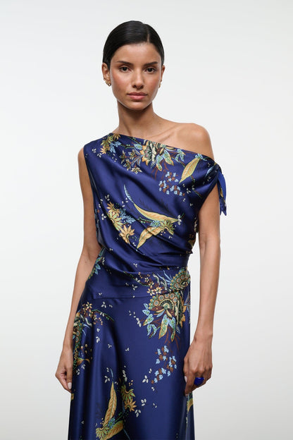 STAUD PORTIA SILK DRESS TAPESTRY MIDNIGHT - Dresses available now