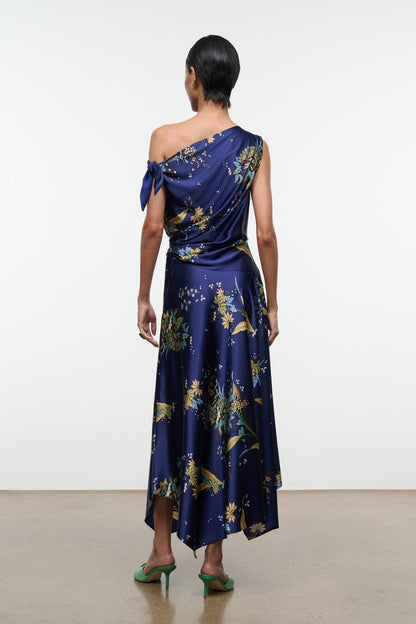STAUD PORTIA SILK DRESS TAPESTRY MIDNIGHT - Dresses available now