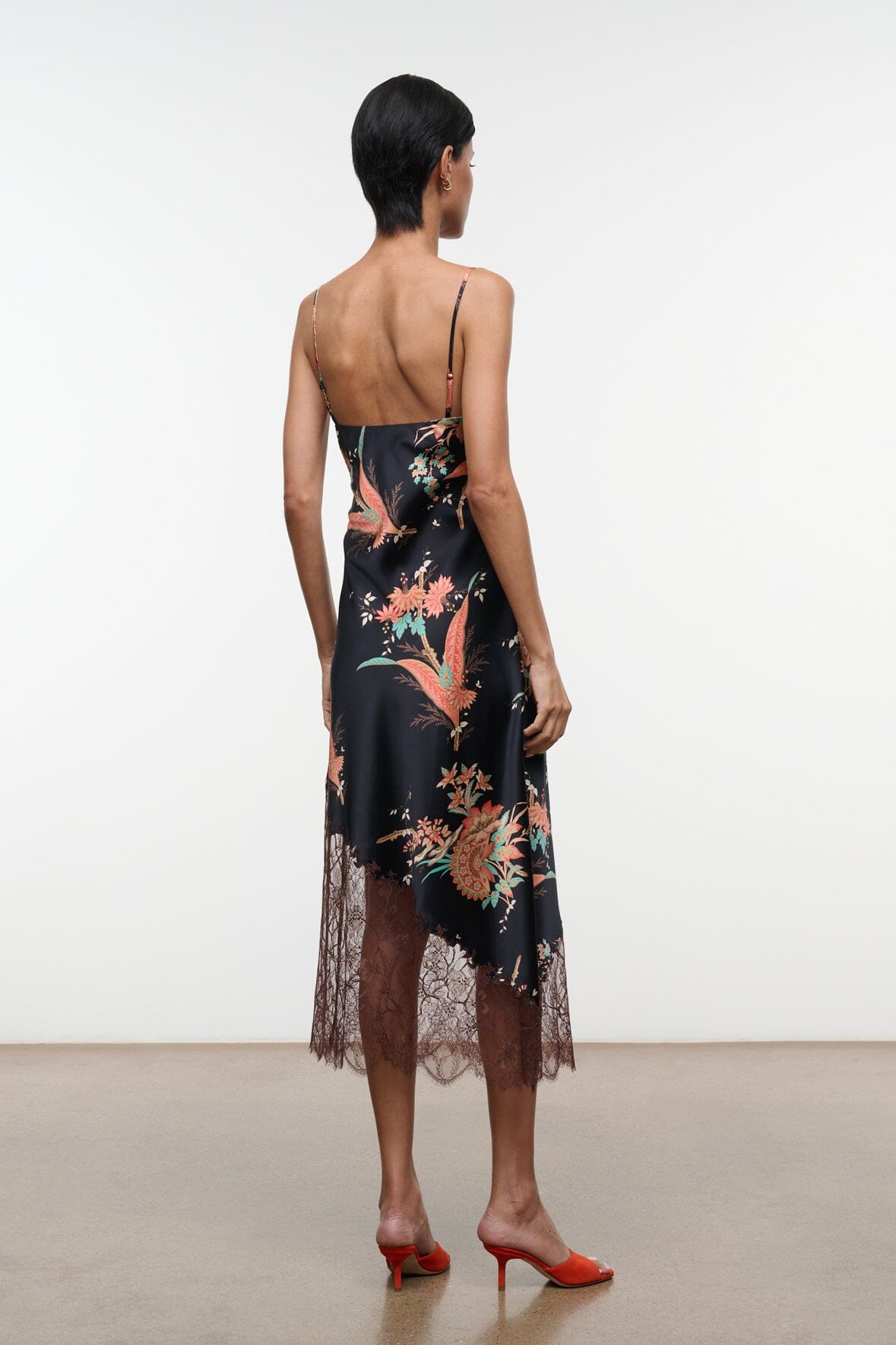STAUD LARA SILK DRESS TAPESTRY NOIR - Dresses available now