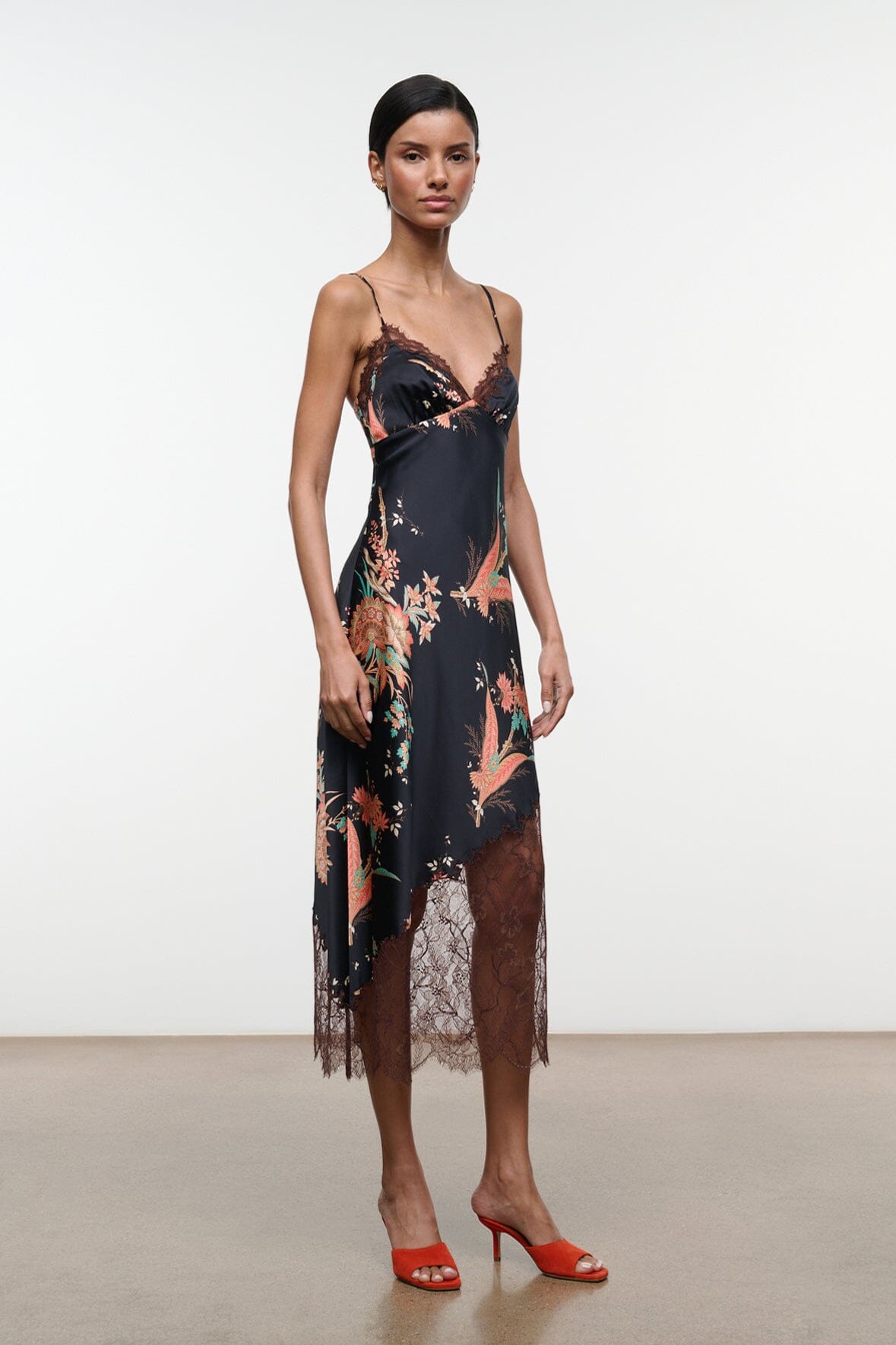 STAUD LARA SILK DRESS TAPESTRY NOIR - Dresses available now