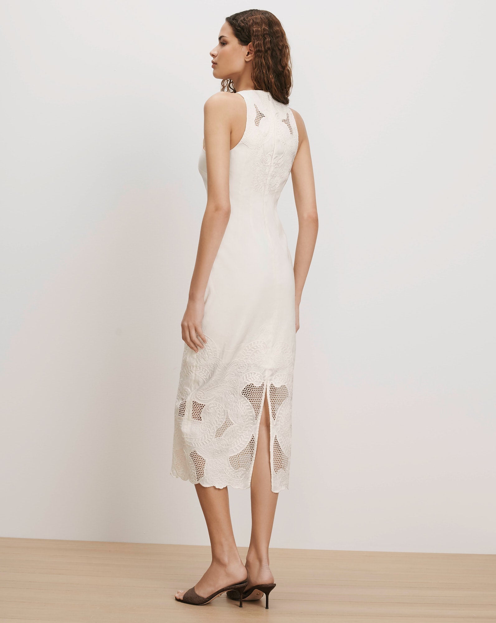 Veronica Beard Upten Eyelet Midi Dress - detail eyelet embroidery - Hiptique Woodland Hills