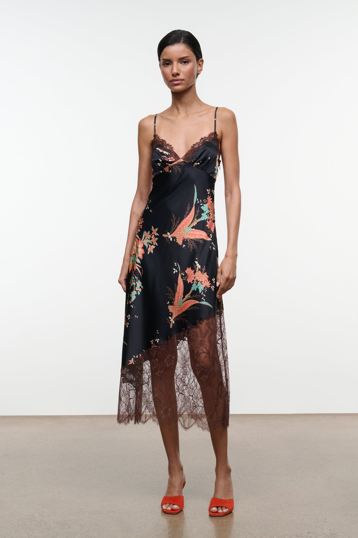 STAUD LARA SILK DRESS TAPESTRY NOIR - Dresses available now