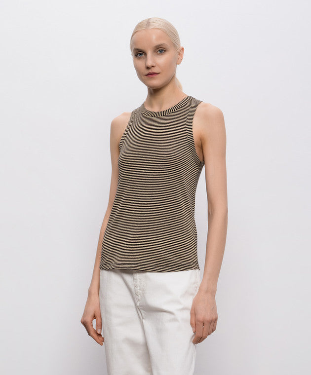 Momoni Genipa Tshirt Nero Panna - striped top available at Hiptique boutique in Woodland Hills California
