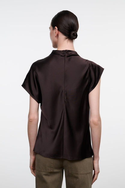 STAUD Davina Silk Top Earth - Tops available at Hiptique in Woodland Hills