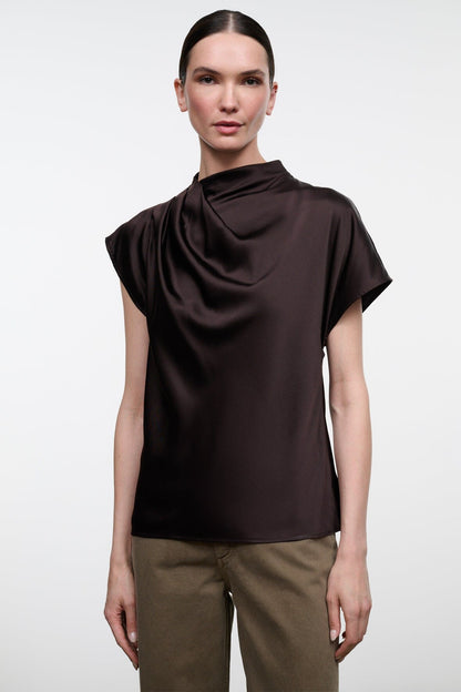 STAUD Davina Silk Top Earth - Tops available at Hiptique in Woodland Hills
