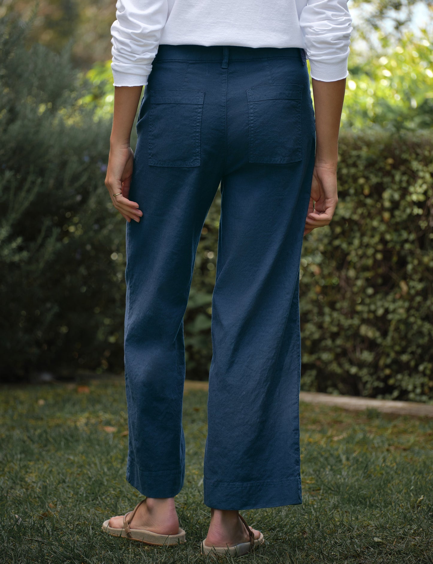 Frank & Eileen Wexford Patch Pocket Pant Summer Navy - pant available at Hiptique boutique in Woodland Hills California