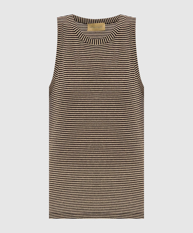Momoni Genipa Tshirt Nero Panna - striped top available at Hiptique boutique in Woodland Hills California
