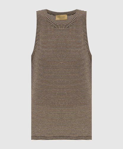 Momoni Genipa Tshirt Nero Panna - striped top available at Hiptique boutique in Woodland Hills California
