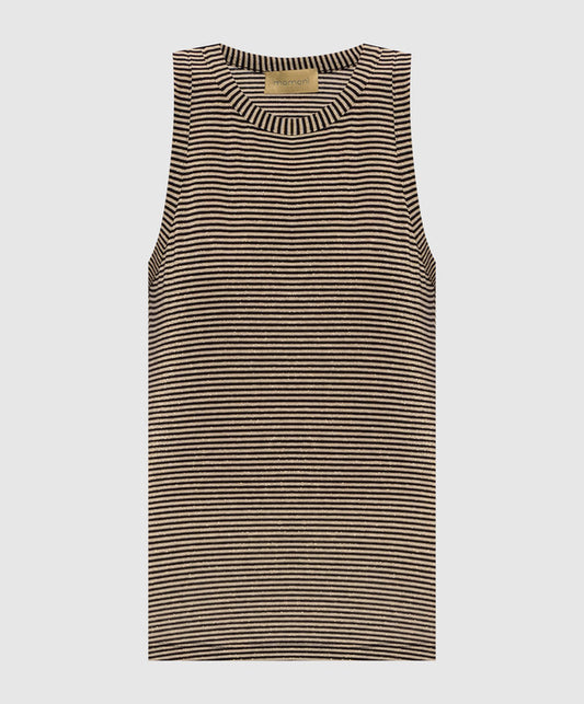 Momoni Genipa Tshirt Nero Panna - striped top available at Hiptique boutique in Woodland Hills California