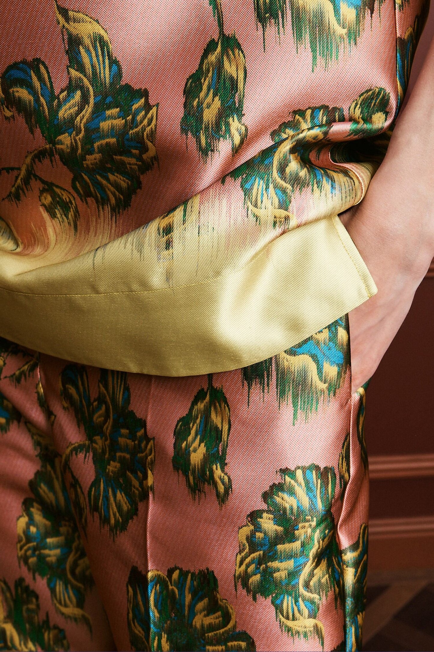 Alemais Faye Pant Multi Pink - detail view available at Hiptique boutique in Woodland Hills California