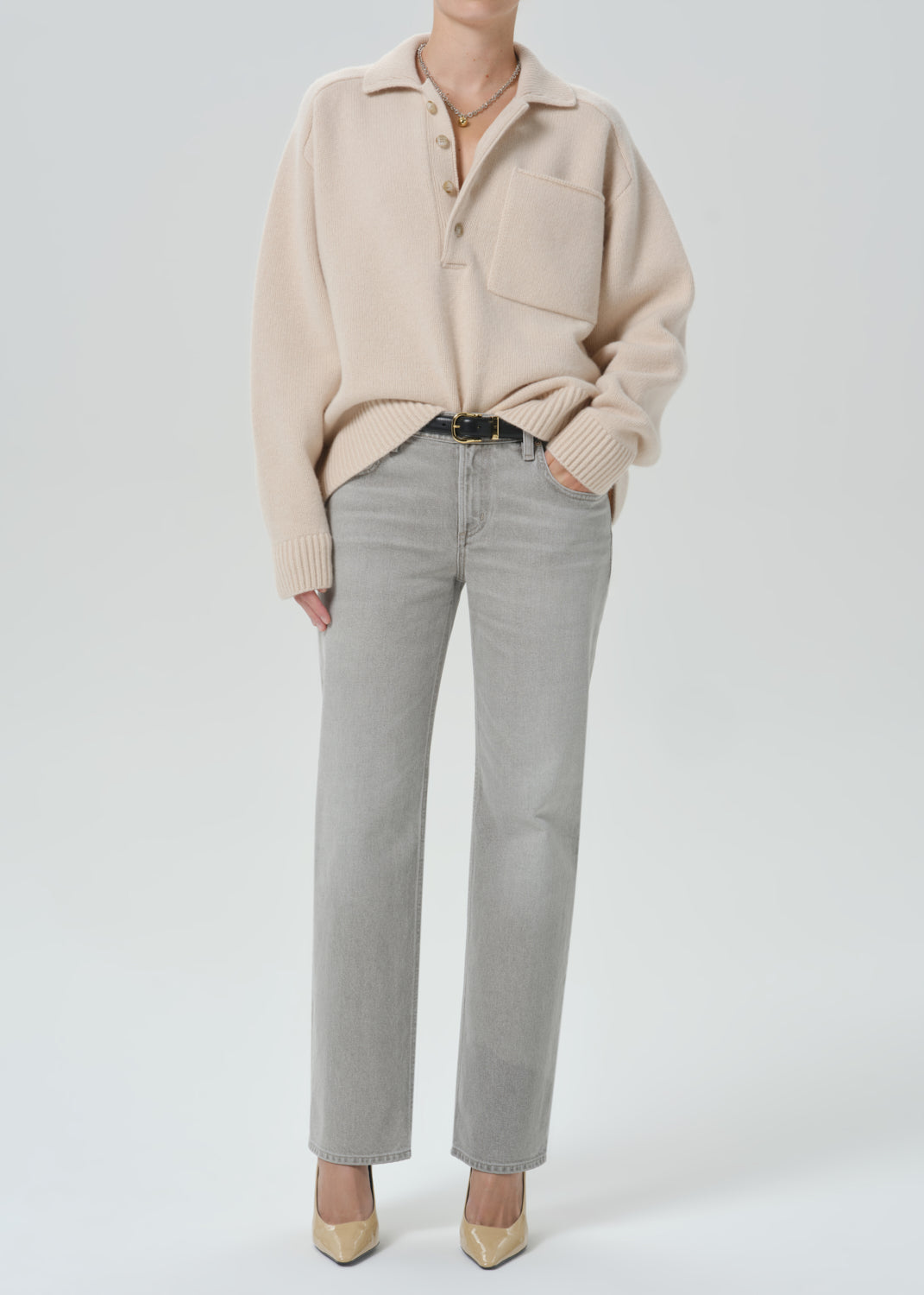 CITIZENS OF HUMANITY agatha rugby pillow (dk beige) - Sweaters available at Hiptique in Woodland Hills
