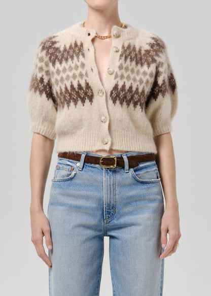 CITIZENS OF HUMANITY molly puff sleeve cardigan in fairisle fairisle (multi color) - Sweaters available at Hiptique in Woodland Hills