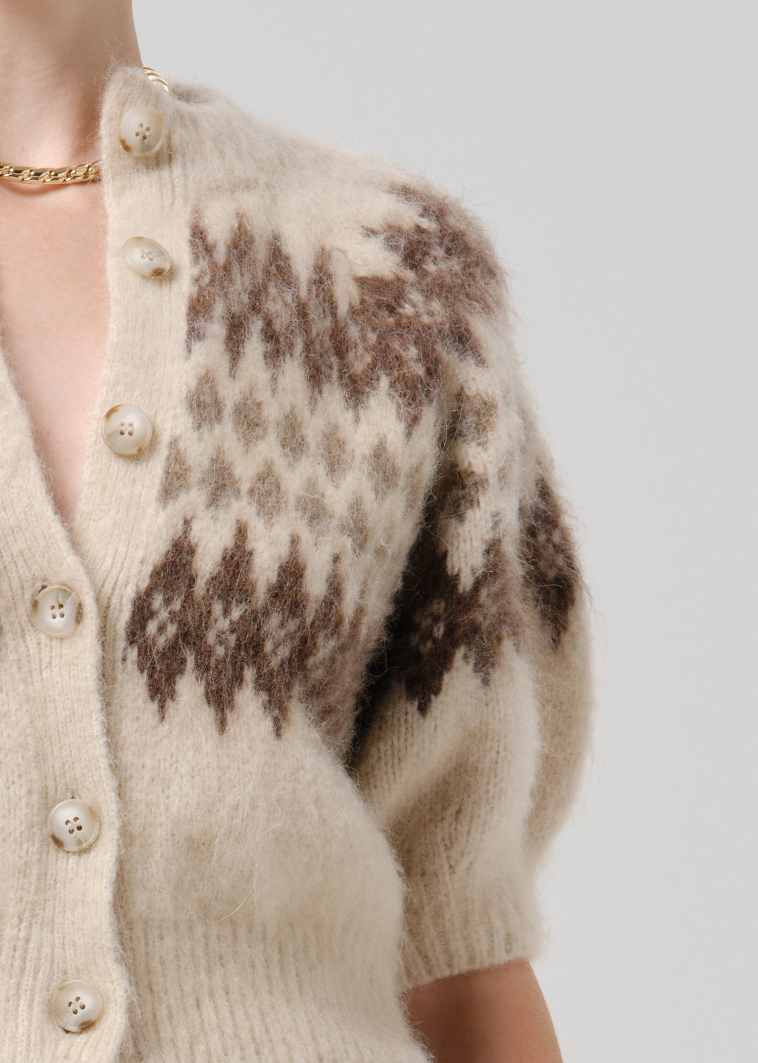 CITIZENS OF HUMANITY molly puff sleeve cardigan in fairisle fairisle (multi color) - Sweaters available at Hiptique in Woodland Hills